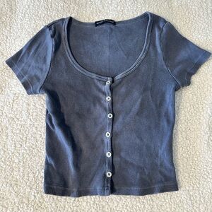 Brandy Melville Charcoal Button-Front Crop Top